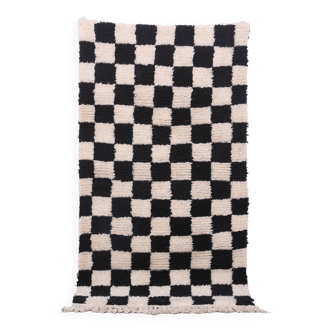 Moroccan Handmade Beni Ourain Rug 95 x 177 cm - Checkered Berber Runner rug