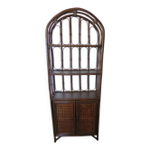 Retro-vintage-Low sideboard-library - cane-wood-rattan-1960s