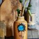 Ceramic vase "Poterie du Colombier" vintage blue sun