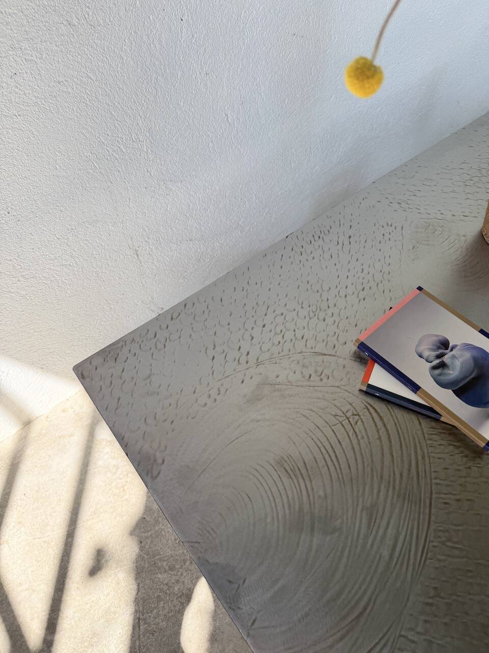 Handcrafted metal coffee table from the 1970s