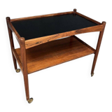 Rolling Cart in Rosewood with Black Formica Top, 1960s