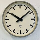 Industrial grey factory wall clock from pragotron, 1960s