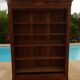 Chic old bookcase pegged in walnut with two glass doors and 5 shelves – Very good condition
