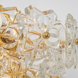 Chandelier in gilded brass and crystal glass, Germany, 1970s