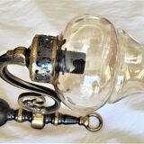 Wall lamp with vintage smoked engraved globe