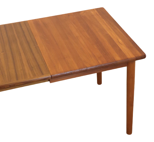 Vintage mid century modern KS Denmark rectangular teak extendable dining table 'Marbjerg'