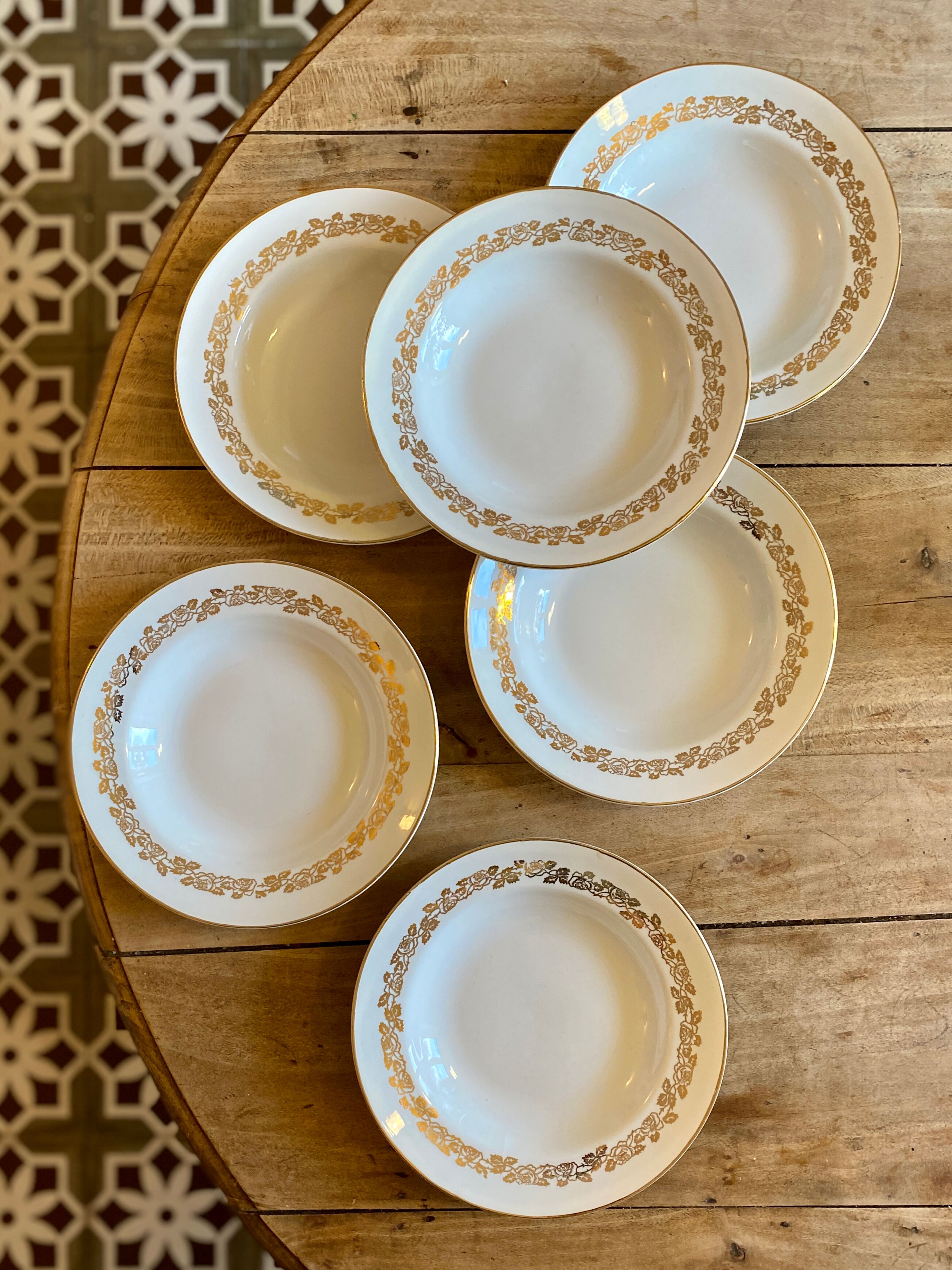Set of 6 vintage hollow plates Moulin des Loups
