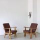 2 carved pine lounge chairs | Scandinavia | 1970s