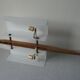 Old Scandinavian double wall lamp wood lampshade plexi white 1960s/70s