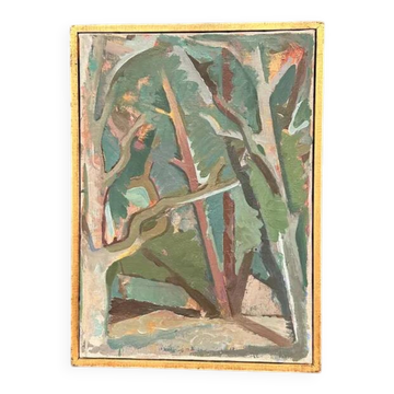 Original Swedish Oil on Canvas – “Forest” by Thure Lindskoog – Signed – Vintage & Framed – 44 × 32 cm (17.3" × 12.6")