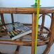 Oval coffee table in rattan and cane, vintage double top