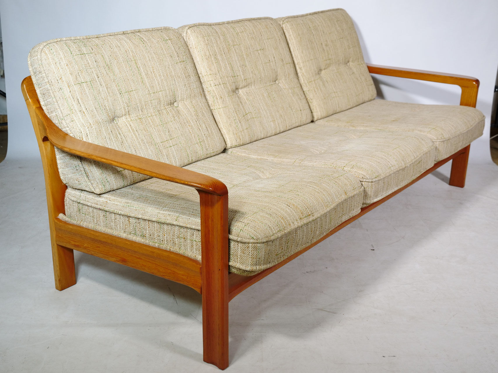 Vintage Scandinavian three-seater teak sofa, 1970s
