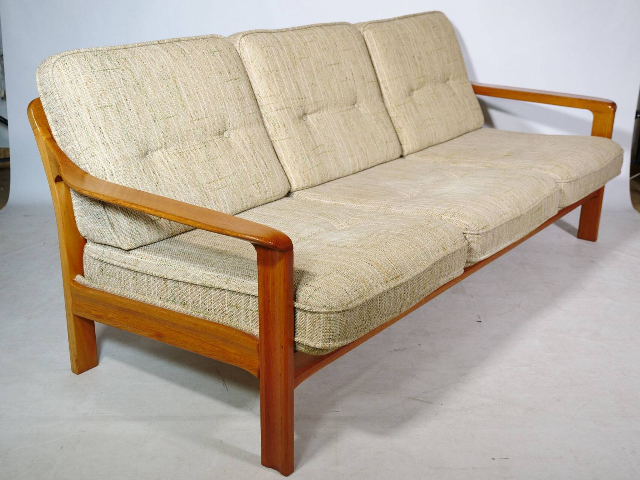 Vintage Scandinavian three-seater teak sofa, 1970s