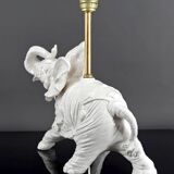 Pair of White Ceramic Sculptural Lamps, Elephants, Italy, 1970