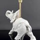 Pair of White Ceramic Sculptural Lamps, Elephants, Italy, 1970