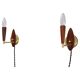 Mid-century Danish teak and brass wall lights, pair, 1960s