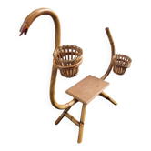 Beau porte plantes tablette en bambou modèle serpent 1970