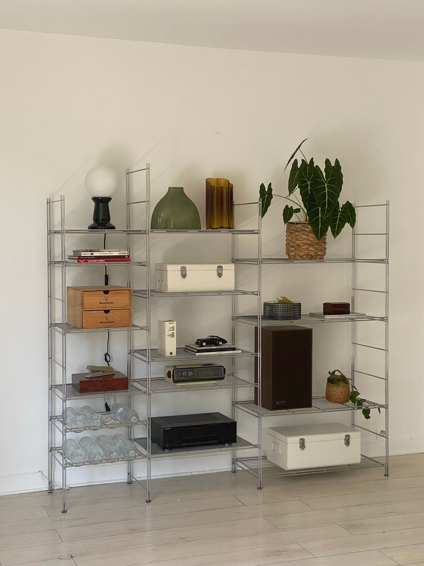 Modular chrome metal shelf