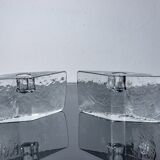 Pair of icicle candlesticks, Murano glass, Italy, 1970