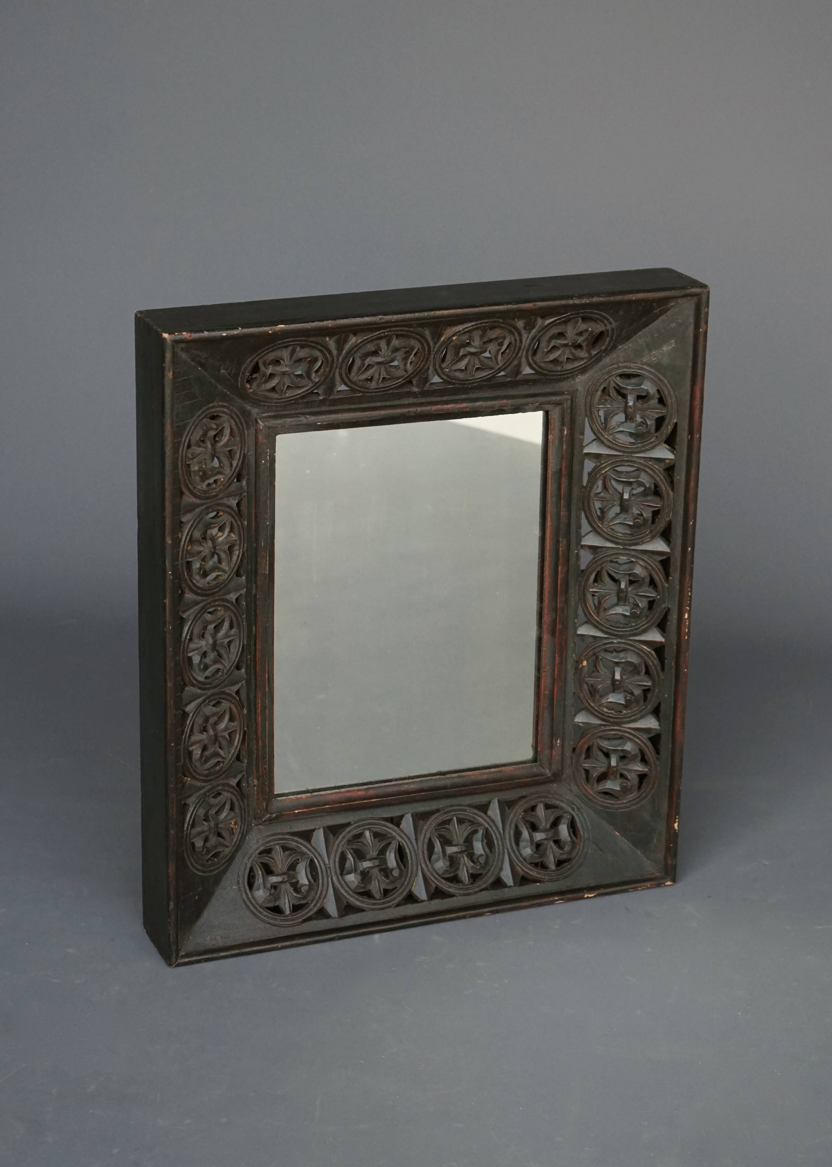 Miroir mural en bois à cadre profond