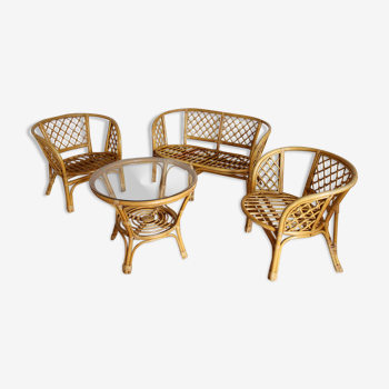 Rattan and bamboo lounge