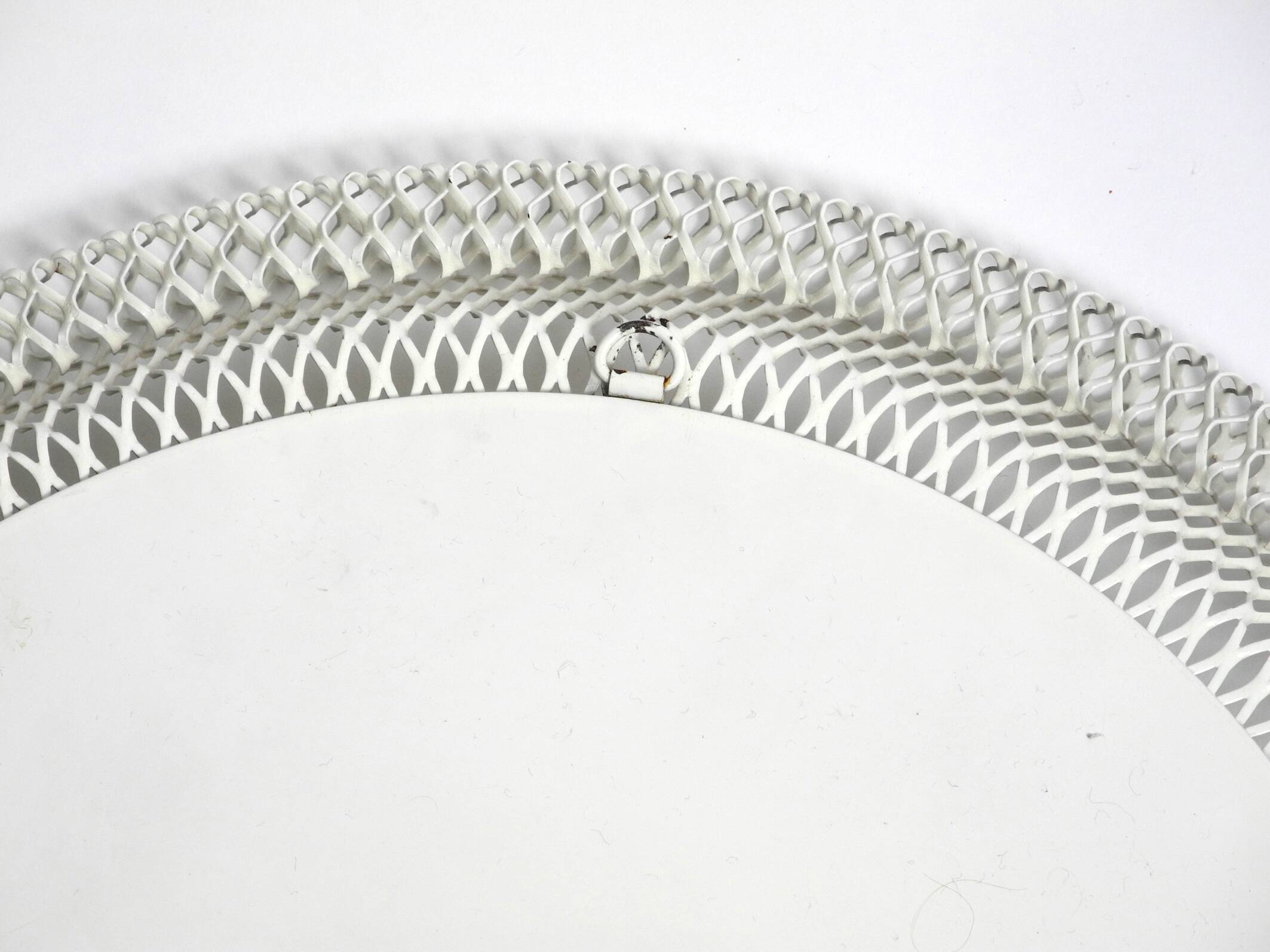 Pair of Mid Century wall mirrors with brass rim and white metal frames