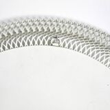 Pair of Mid Century wall mirrors with brass rim and white metal frames