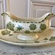 gravy boat in Terre de Fer Digoin Sarreguemines model "Géranium" green late 19th century