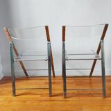 Pair of vintage plexiglass folding chairs 1970