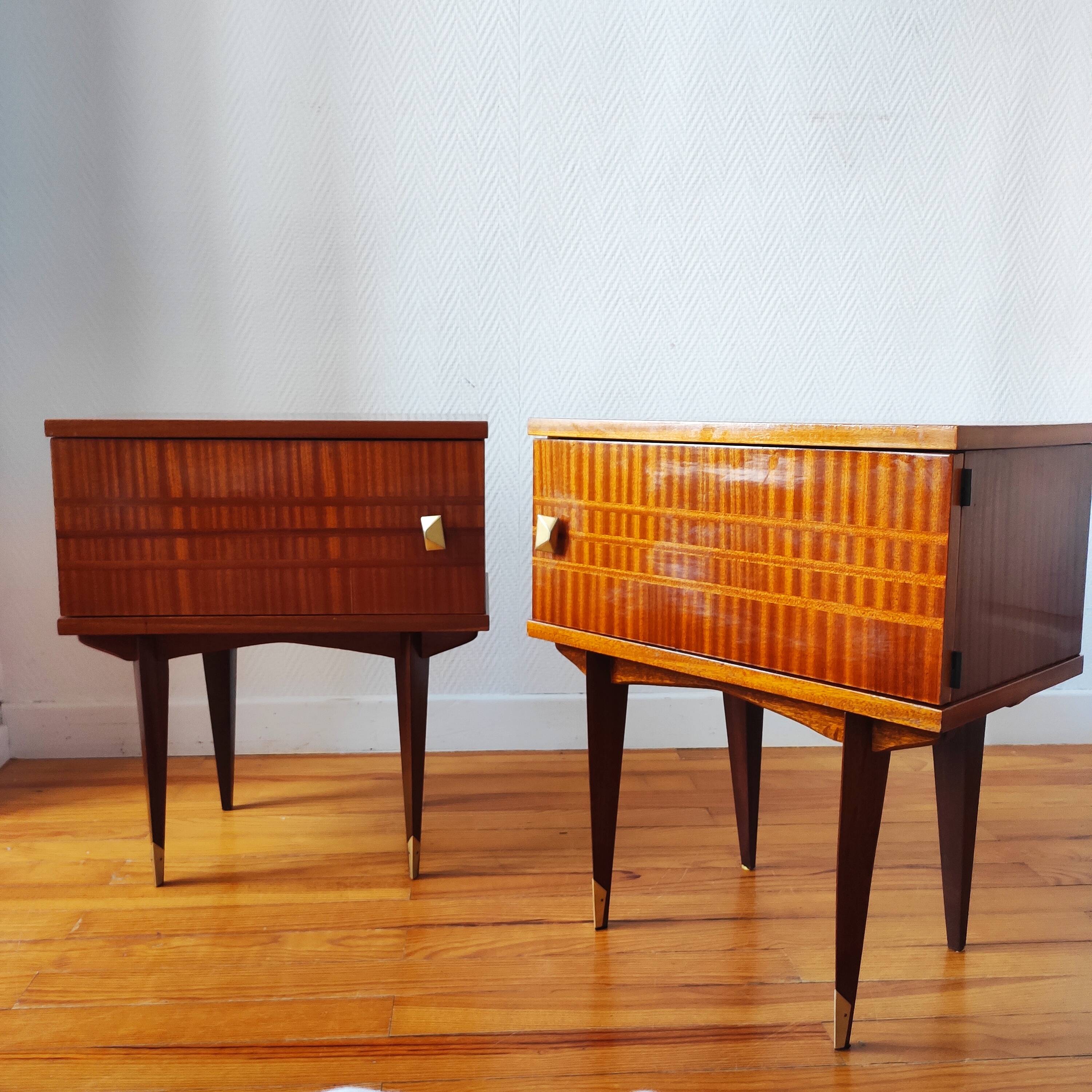 Pair of vintage Scandinavian design bedside tables from the 50s-60s.