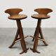 Vintage brutalist wooden bar stools