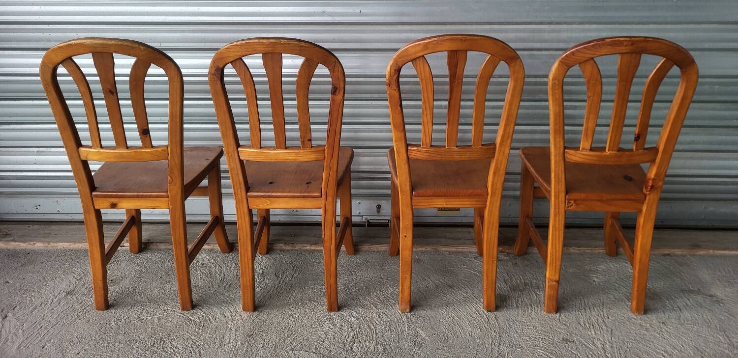 Set of 4 vintage solid wood chairs
