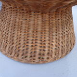 Mushroom table in rattan and glass