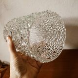 Cylindrical tulip in bubbled glass for suspension