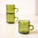 3 tasses à café vintage en verre vert