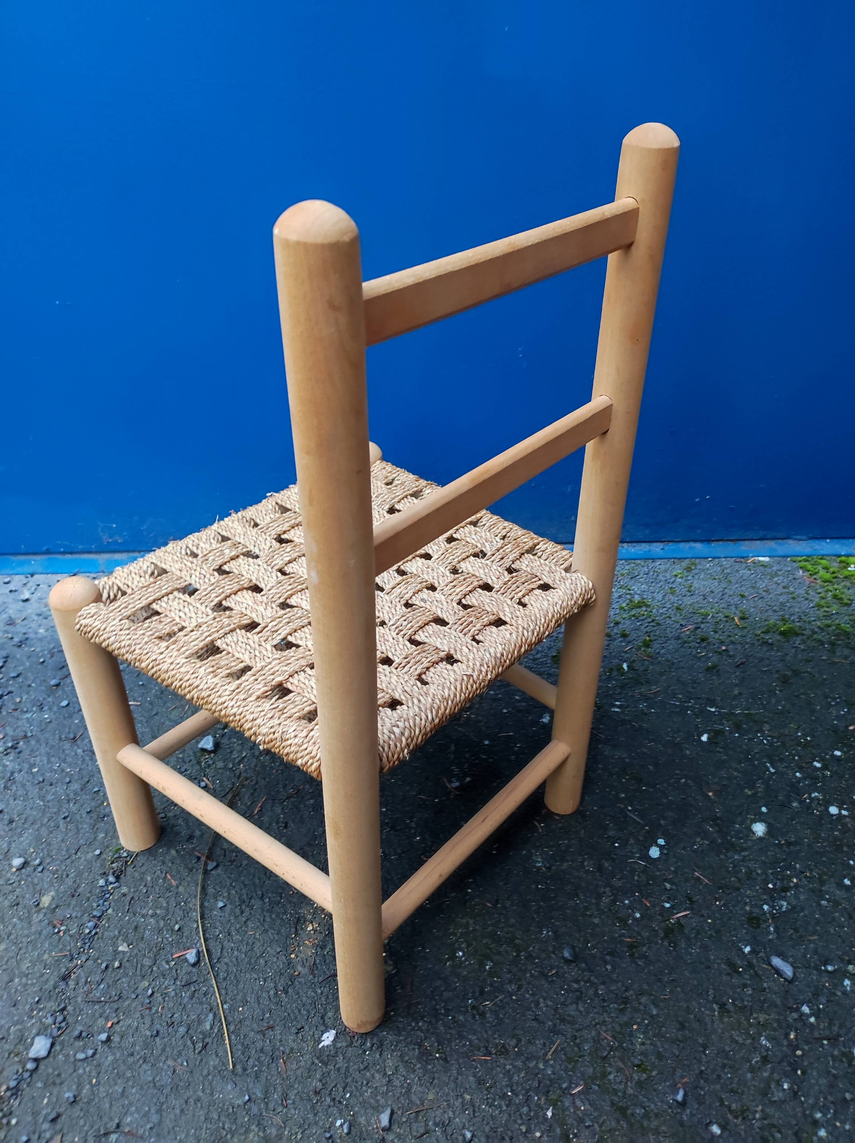 Wooden chair woven sea grass vintage child