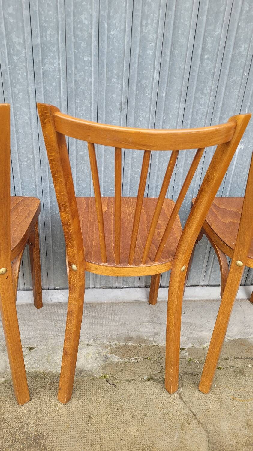 Set of 5 antique signed Baumann bistro chairs
