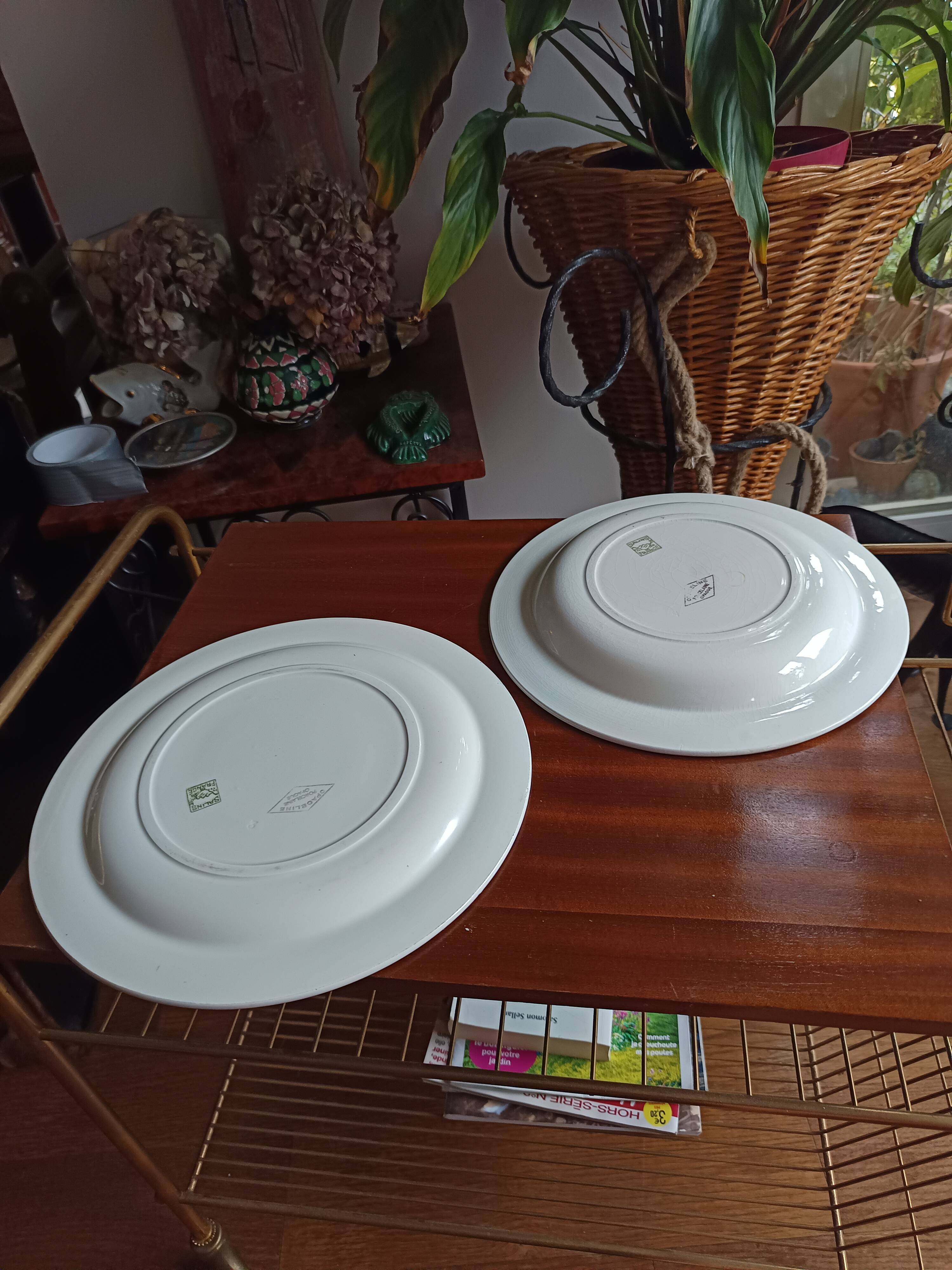 Vegetable dish with 2 platters and 2 small dishes, Salins earthenware, pale green Opaceline