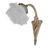 Art Nouveau wall light in gilded bronze - Frosted glass tulip - Period 1900