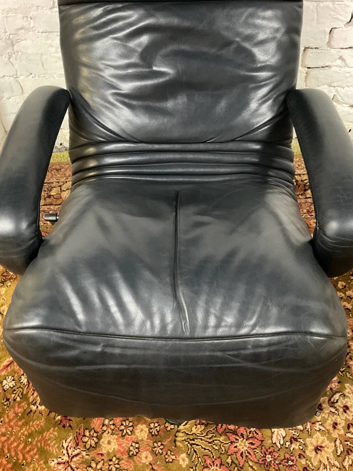 Jori black leather relax armchair from the 80s