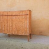Rattan bar with 3 vintage stools