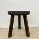 Hand carved solid oak brutalist stool , 1970s