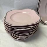 Pink porcelain dessert service with silver edging