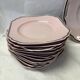 Pink porcelain dessert service with silver edging