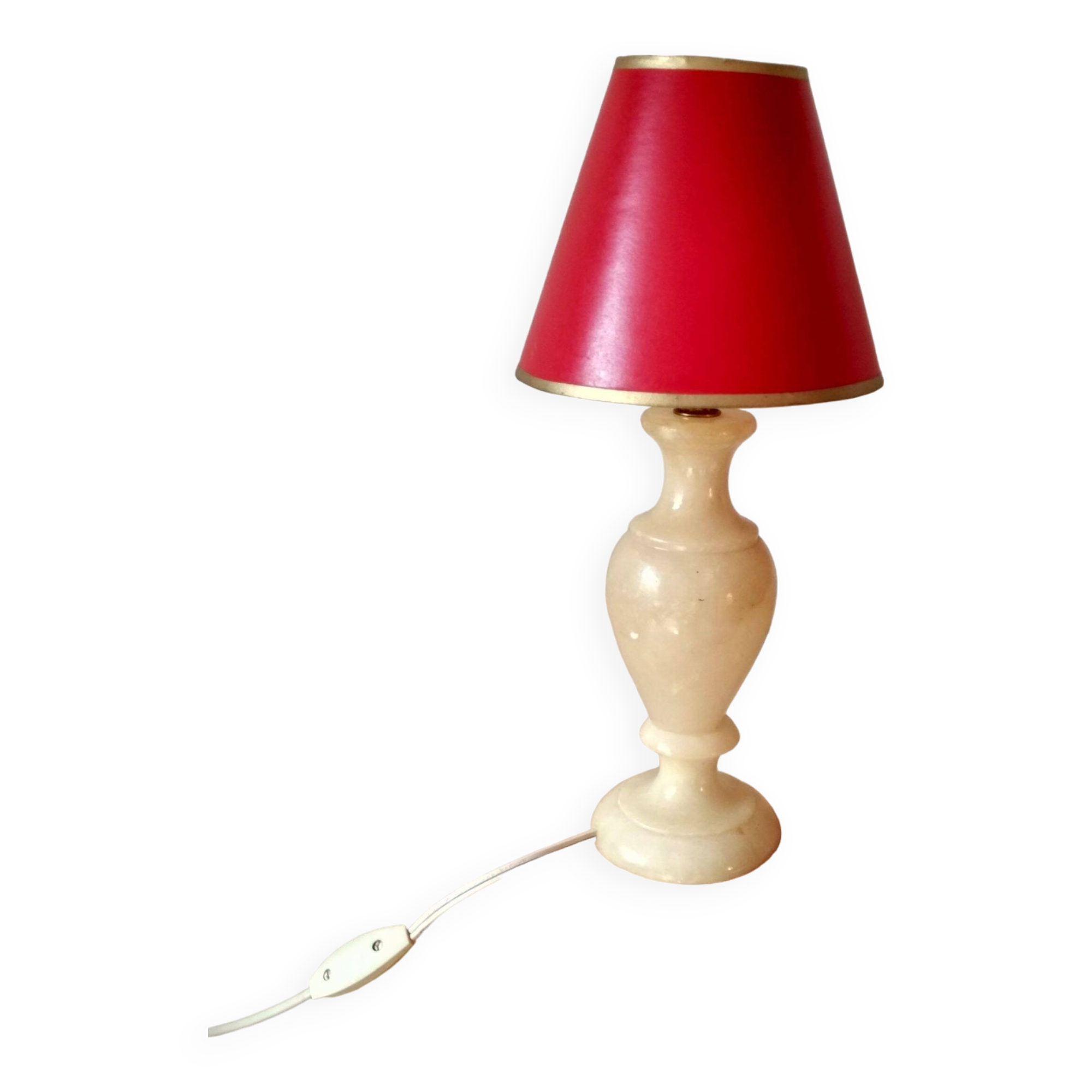 Beige marbled stone lamp base