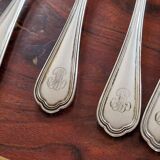 Christofle Set of 8 Spatours table forks in silver metal