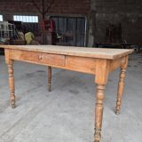 Antique rustic bistro farm table 1900 one drawer - 1m23