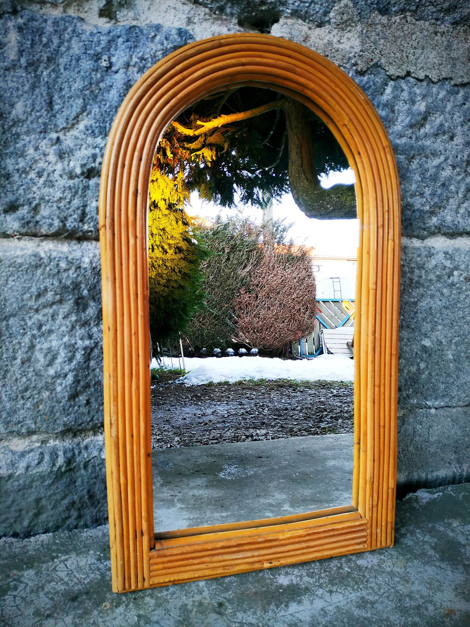 Rattan mirror 35x60cm
