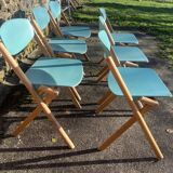Set of 6 wooden chairs by Jean-Claude Duboys (French designer)