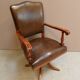 Chaise de bureau vintage en merisier et cuir